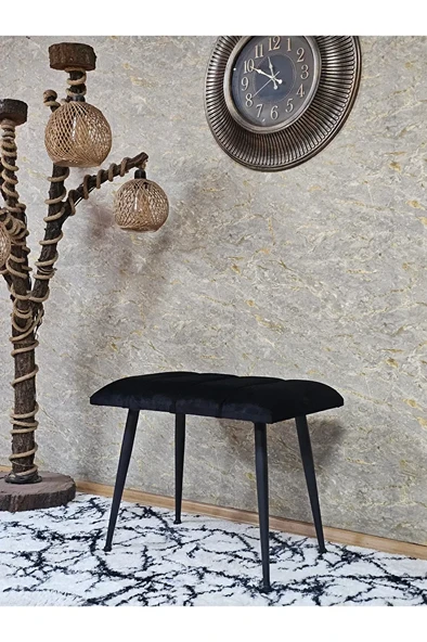 Siyah Sivriltmel Ayaklı 60 cm Puf Bench - Puf - Bench - Oturak - Mutfak Oturağı - Antre Oturağı Siyah Renk 60 x 40 Boyut/Ebat ürün görseli 1