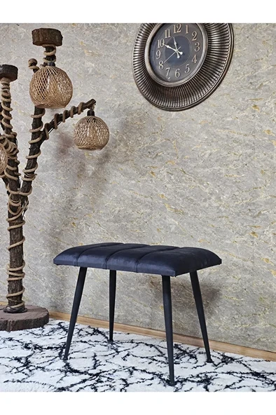 Siyah Sivriltmel Ayaklı 60 cm Puf Bench - Puf - Bench - Oturak - Mutfak Oturağı - Antre Oturağı Füme Renk 60 x 40 Boyut/Ebat ürün görseli 1