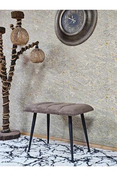 Siyah Sivriltmel Ayaklı 60 cm Puf Bench - Puf - Bench - Oturak - Mutfak Oturağı - Antre Oturağı Kahverengi Renk 60 x 40 Boyut/Ebat ürün görseli 1