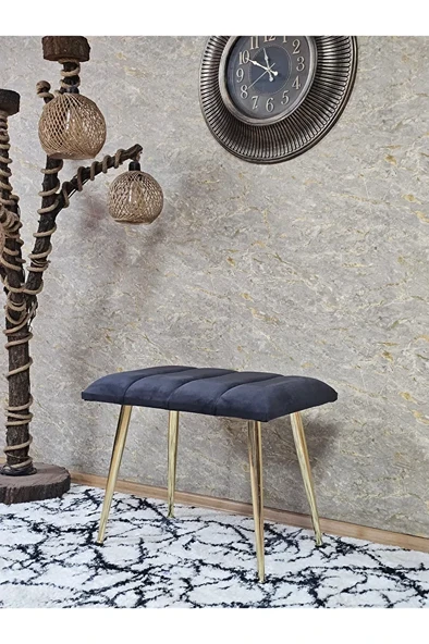 Gold Sivriltme Ayaklı 60 cm Puf Bench - Puf - Bench - Oturak - Mutfak Oturağı - Antre Oturağı Füme Renk 60 x 40 Boyut/Ebat ürün görseli 1
