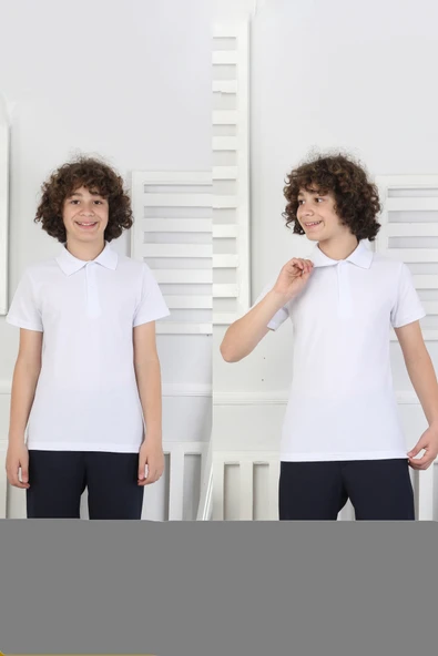 2'li T-Shirt Erkek Çocuk %100 Pamuk Okul Tarz 5-13 Yaş 12277 ürün görseli 1