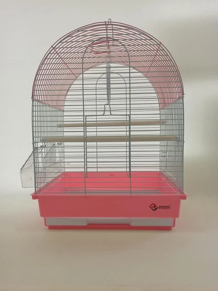 Dayang 2 Kapılı Davul Kuş Kafes 35x28x46 cm Pembe ürün görseli 1