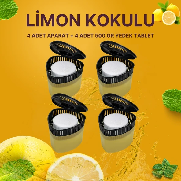 4 Adet 500GR - LİMON - Nem Alıcılı Ve Rutubet Giderici Aparat Üçgen (TABLET DAHİL) ürün görseli 1