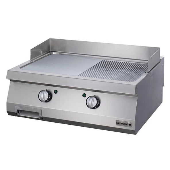Öztiryakiler 7864.N1.80703.14C Elektrikli Grill Plate, Yarı Oluklu, 80x70x30 Cm Krom Kaplı, Oge 8070 1/2 N C ürün görseli 1