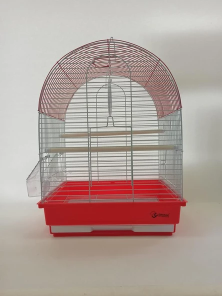 Dayang 2 Kapı Davul Kuş Kafes 35x28x46 cm Kırmızı ürün görseli 1