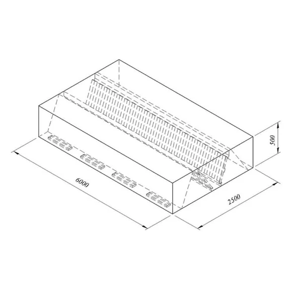 Öztiryakiler 7885.60255.14 Kutu Tipi Çift Cidarlı Filtreli Orta Tip Davlumbaz, 600x250 Cm ürün görseli 1