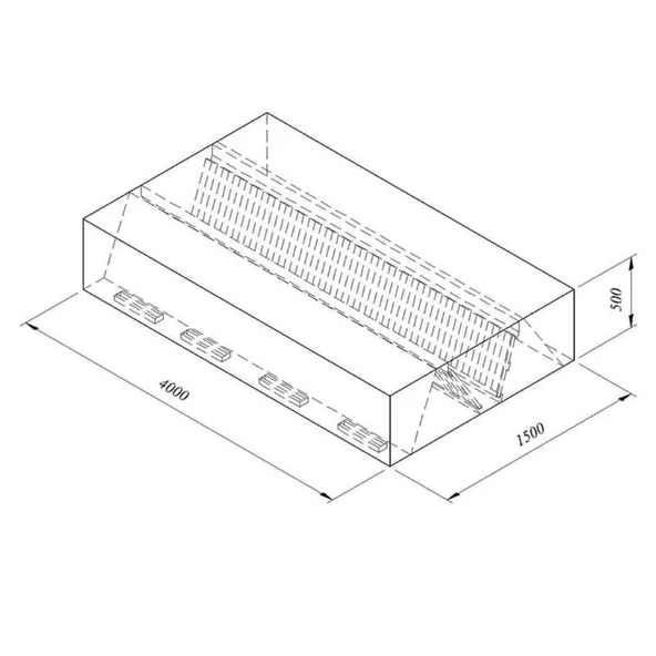 Öztiryakiler 7885.40155.14 Kutu Tipi Çift Cidarlı Filtreli Orta Tip Davlumbaz, 400x150 Cm ürün görseli 1