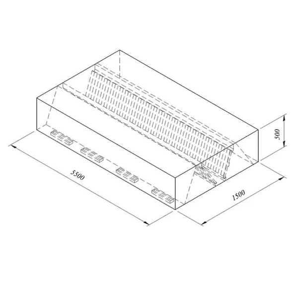 Öztiryakiler 7885.55155.14 Kutu Tipi Çift Cidarlı Filtreli Orta Tip Davlumbaz, 550x150 Cm ürün görseli 1