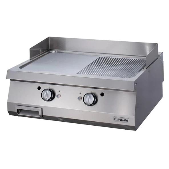 Öztiryakiler 7864.N1.80903.19C Gazlı Grill Plate, Yarı Oluklu, Sert Krom Kaplı, 80x90x30 Cm, Ogg 8090 1/2 N ürün görseli 1
