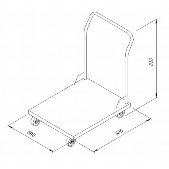 Öztiryakiler 7772.06080.00 Yük Taşıma Arabası, 60x80 Cm ürün görseli 1