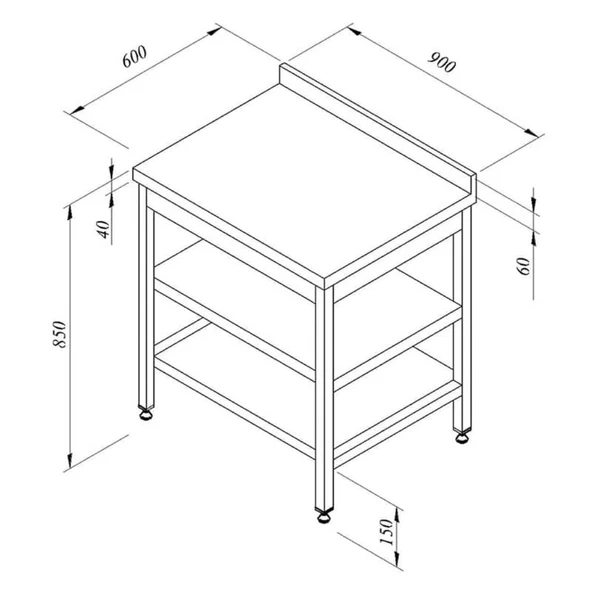 Öztiryakiler 7911.09060.04 Çalışma Tezgahı Ara Raflı Sırtlı 90x60 Cm ürün görseli 1