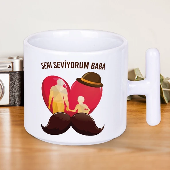 Seni Seviyorum Baba Baskılı Babalar Günü T Kupa Bardak ürün görseli 1