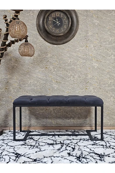 Siyah Boyalı - L - Ayaklı 100 cm x 38 cm Oturak - Bench - Makyaj Taburesi - Makyaj Oturak Füme Renk 100 x 40 Boyut/Ebat ürün görseli 1