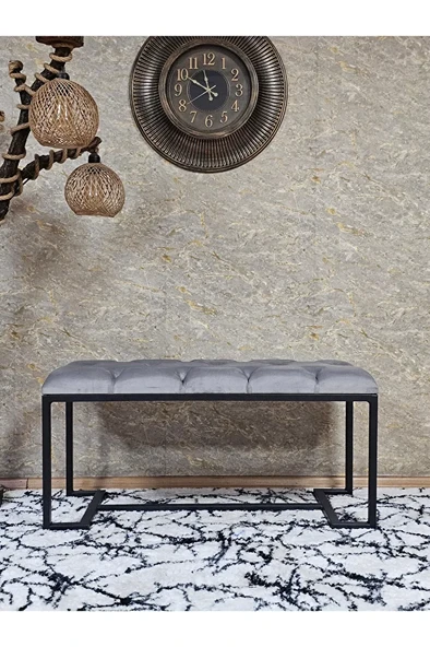 Siyah Boyalı - L - Ayaklı 100 cm x 38 cm Oturak - Bench - Makyaj Taburesi - Makyaj Oturak Gri Renk 100 x 40 Boyut/Ebat ürün görseli 1