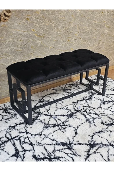 Siyah Boyalı İçi Kareli Diktörtgen 100 cm x 40 cm Oturak Puf - Bench - Makyaj Oturağı - Oturak Siyah Renk 100 x 40 Boyut/Ebat ürün görseli 1