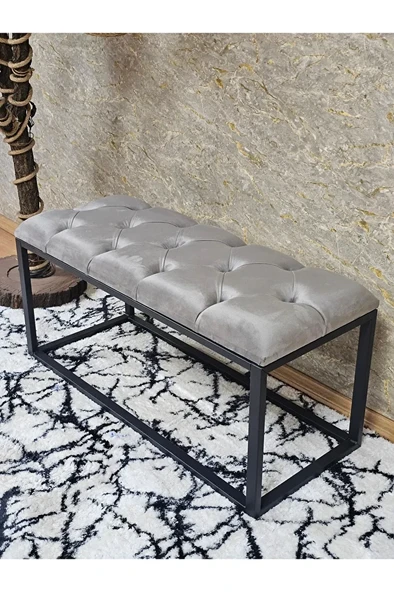 Siyah Boyalı Diktörtgen 100 cm x 40 cm Oturak Puf - Bench - Makyaj Oturağı - Oturak Gri Renk 100 x 40 Boyut/Ebat ürün görseli 1
