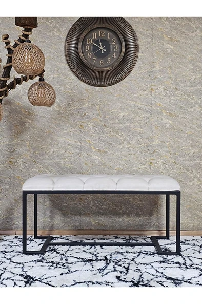 Siyah Boyalı - L - Ayaklı 100 cm x 38 cm Oturak - Bench - Makyaj Taburesi - Makyaj Oturak Krem Renk 100 x 40 Boyut/Ebat ürün görseli 1