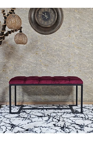 Siyah Boyalı - L - Ayaklı 100 cm x 38 cm Oturak - Bench - Makyaj Taburesi - Makyaj Oturak Bordo Renk 100 x 40 Boyut/Ebat ürün görseli 1