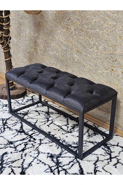 Siyah Boyalı Diktörtgen 100 cm x 40 cm Oturak Puf - Bench - Makyaj Oturağı - Oturak Füme Renk 100 x 40 Boyut/Ebat ürün görseli 1