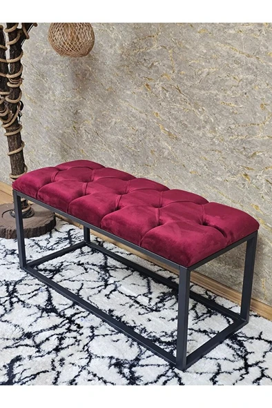 Siyah Boyalı Diktörtgen 100 cm x 40 cm Oturak Puf - Bench - Makyaj Oturağı - Oturak Bordo Renk 100 x 40 Boyut/Ebat ürün görseli 1
