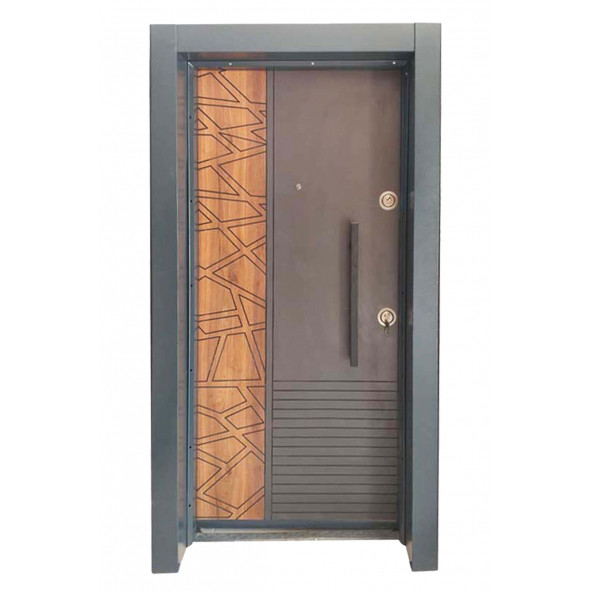 Tezwood 1556 Antrasit Renk Statik Kasalı Rustik Çizgili Model Çelik Kapı, Daire Kapısı, Villa Kapısı ürün görseli 1