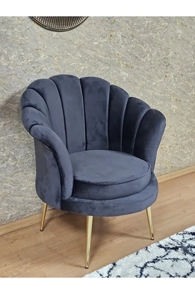Tekli İstiridye Gold Kaplama Sivriltme Ayak Çay Seti Koltuk Tekli Berjer , Balkon, Salon, Ofis Füme Renk 47 x 47 Boyut/Ebat ürün görseli 1