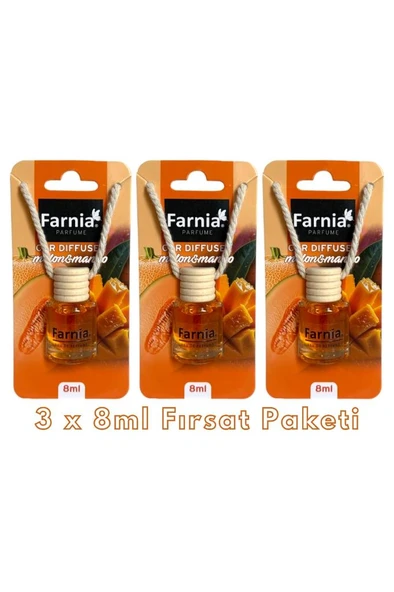 Farnia Yüksek Esanslı Askılı Araç Kokusu EDP Parfüm Mango Kavun 8 Ml 3 Adet Avantaj Paketi ürün görseli 1