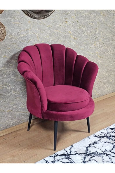 Tekli İstiridye Siyah Boyalı Sivriltme Ayak Çay Seti Koltuk Tekli Berjer , Balkon, Salon, Ofis Bordo Renk 47 x 47 Boyut/Ebat ürün görseli 1