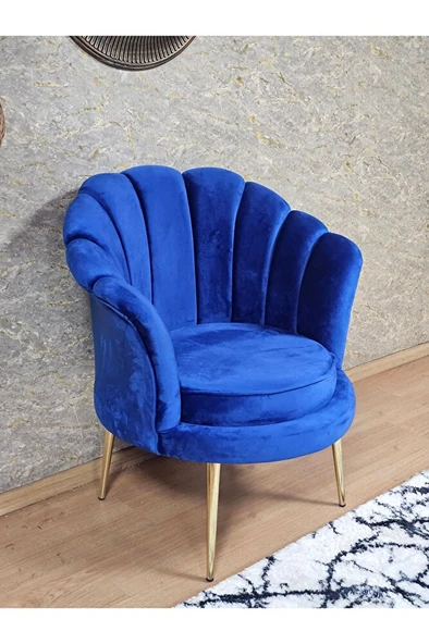 Tekli İstiridye Gold Kaplama Sivriltme Ayak Çay Seti Koltuk Tekli Berjer , Balkon, Salon, Ofis Mavi Renk 47 x 47 Boyut/Ebat ürün görseli 1