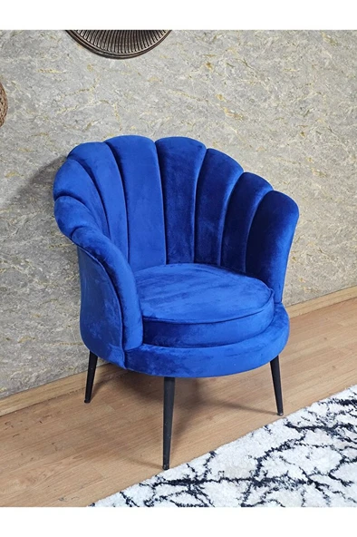 Tekli İstiridye Siyah Boyalı Sivriltme Ayak Çay Seti Koltuk Tekli Berjer , Balkon, Salon, Ofis Mavi Renk 47 x 47 Boyut/Ebat ürün görseli 1