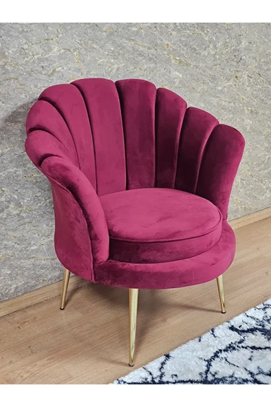 Tekli İstiridye Gold Kaplama Sivriltme Ayak Çay Seti Koltuk Tekli Berjer , Balkon, Salon, Ofis Bordo Renk 47 x 47 Boyut/Ebat ürün görseli 1
