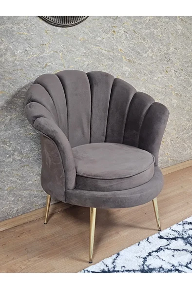 Tekli İstiridye Gold Kaplama Sivriltme Ayak Çay Seti Koltuk Tekli Berjer , Balkon, Salon, Ofis Kahverengi Renk 47 x 47 Boyut/Ebat ürün görseli 1