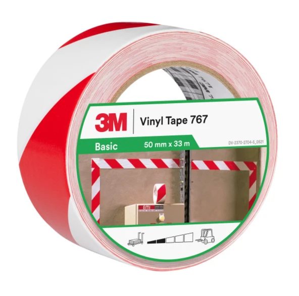 3M 767I Kırmızı-Beyaz Genel Amaçlı Uyarı ve İşaretleme Bandı 50 mm x 33mt ürün görseli 1