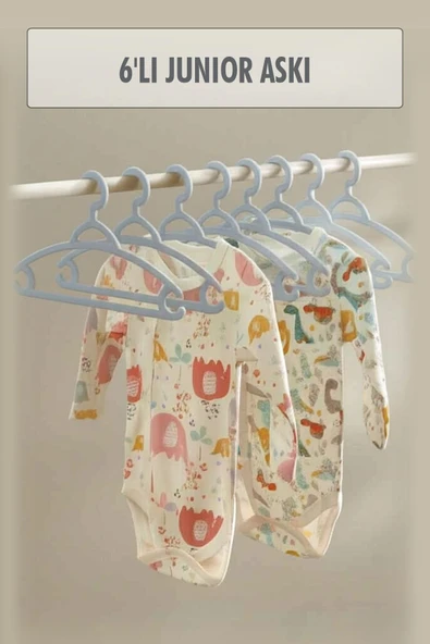 6’lı Bebek Askısı & Bebek Gardırop Askısı Gri Set ürün görseli 1