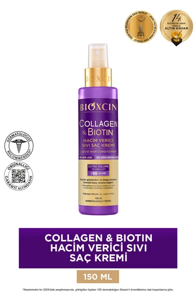 BİOXCİN Collagen & Biotin Ekstra Hacim Sıvı Saç Kremi 150 ml - Kolajen Biotin İnce ve Seyrek Saçlar ürün görseli 1