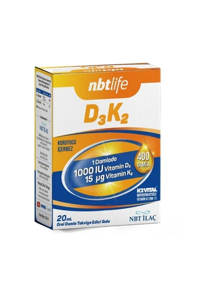 NBT LİFE D3k2 1000 Iu Damla 20 ml ürün görseli 1