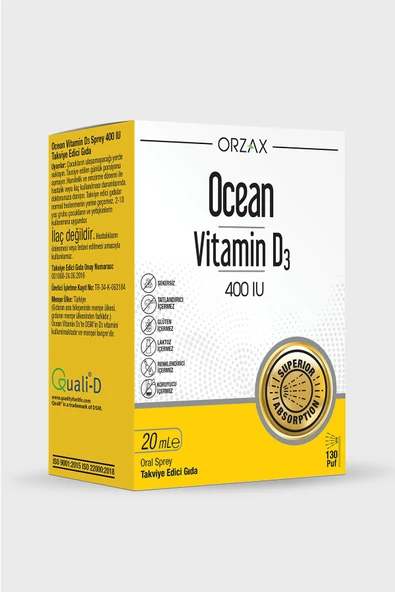 OCEAN Orzax Vitamin D3 400IU Sprey 20ml ürün görseli 1