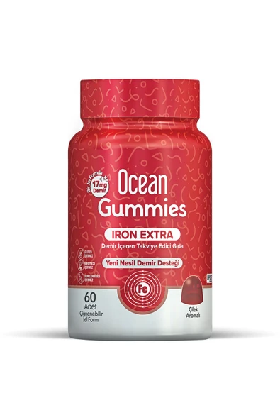 ORZAX Ocean Gummies Iron Extra Demir İçeren Takviye Edici Gıda 60 Adet Çİğnenebilir Jel Form ürün görseli 1