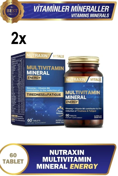 NUTRAXİN Multivitamin Mineral Energy Tıredness Fatıgue 2X60 Tablet ürün görseli 1