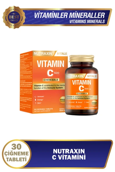 NUTRAXİN C Vitamini 500 Mg 30 Adet Çiğneme Tableti ürün görseli 1