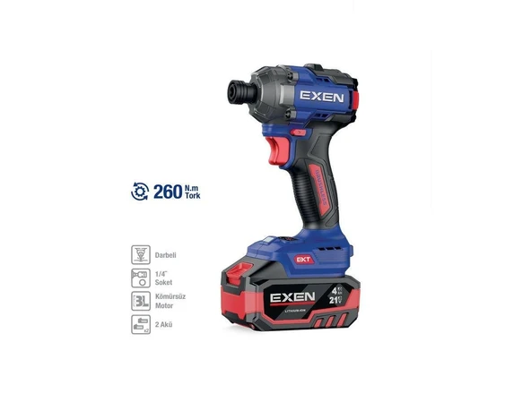 EXEN EN 264 VD 21 V. 4 AH. 260 NM. KÖMÜRSÜZ DARBELİ ŞARJLI VİDALAMA ürün görseli 1
