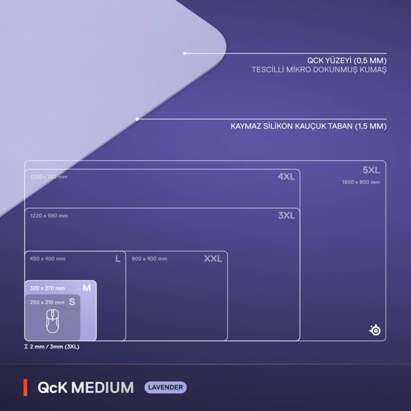 SteelSeries QcK Medium Gaming Oyun Mousepad - Lila - Resim 5