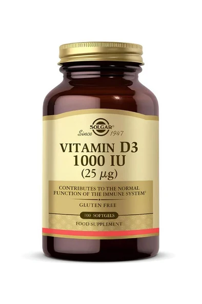Solgar Vitamin D3 1000 IU 100 Kapsül ürün görseli 1