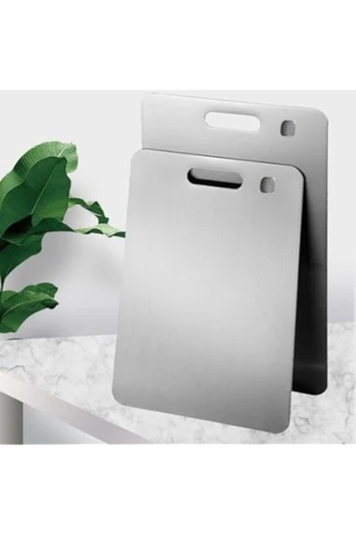 Cooker İkili Çelik Kesim Panosu Paslanmaz Büyük Boy 34x24cm Ve Orta Boy 30x20cm ürün görseli 1