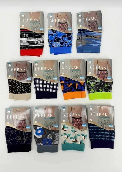 BERRAK 4480 ERKEK PENYE DESENLİ LİKRALI BOXER 10 ADET ürün görseli 1
