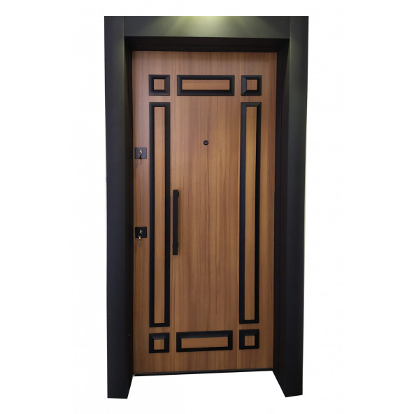 Tezwood 1541 Statik Boyalı Ahşap Desenli Kabartma Model Çelik Kapı, Daire Kapısı, Villa Kapısı ürün görseli 1