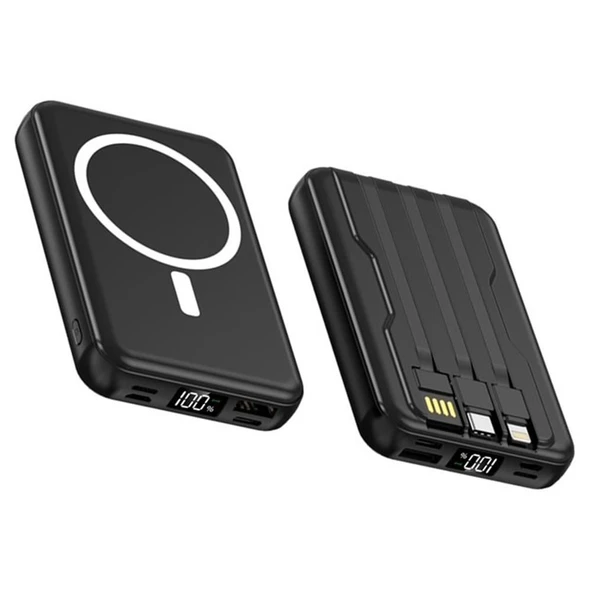 SnapMax SNP-3005 10.000 mah Kablosuz Hızlı Şarj Magsafe Powerbank LED Ekranlı Çoklu Girişli ürün görseli 1