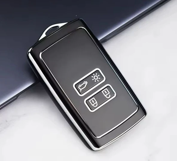 Renault Rafale Clio 5 Zoe Megane E-tech Koleos Austral Kadjar Captur Zoe Anahtar Kılıfı Siyah Gümüş ürün görseli 1