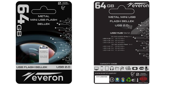 Everon 64gb Metal Usb Mini Flash Bellek - Resim 2