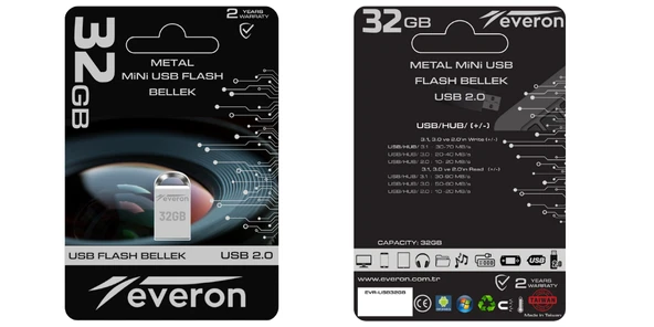 Everon 32gb Metal Usb Mini Flash Bellek - Resim 2